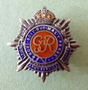 Royal Army Service Corps Enameled pin-back King's Crown (GviR) Sweetheart …