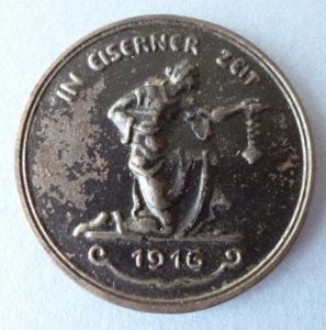 WW1 German 1916 Blackened Iron Medallion 'Gold gab ich zur …