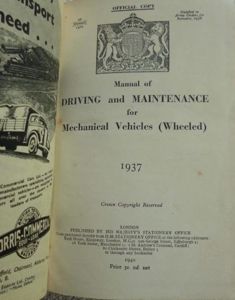 HMSO Publication 'Manual of Driving and Maintenance for Mechanical Vehicles …