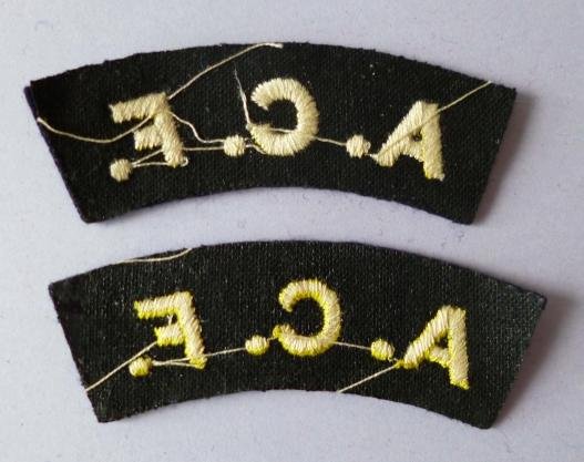 Pair of Army Cadet Force 'A.C.F.' machine-embroidered shoulder titles. — image 2