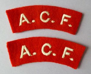 Pair of Army Cadet Force 'A.C.F.' machine-embroidered shoulder titles.