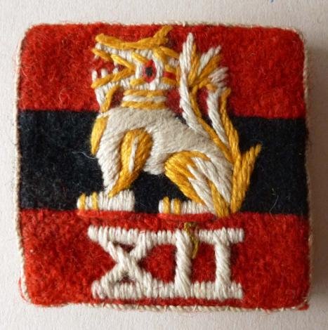 WW2 12th Army matching pair of officer's hand-embroidered shoulder flashes. — image 3