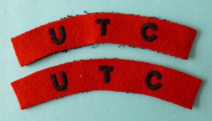 Pair of University Training Corps 'U.T.C.' Machine-embroidered Shoulder-titles.