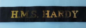 Royal Navy Ship's Cap-tally 'HMS Hardy'.