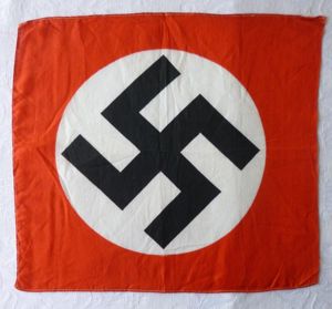 Third Reich : National Flag Swastika Silk Souvenir Hankerchief.