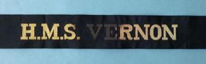 Royal Navy Ship's Cap-tally 'HMS Vernon'.