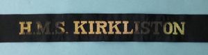 Royal Navy Ship's Cap-tally 'HMS Kirkliston'.