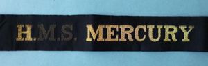 Royal Navy Ship's Cap-tally 'HMS Mercury'.