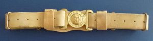 British Army Slade-Wallace Pattern Buff-leather Service-belt with Brass King's crown …