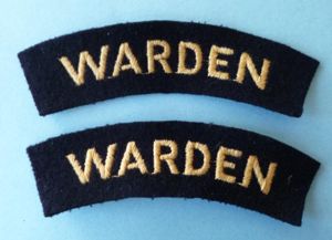 Pair of Civil Defence 'Warden' Shoulder-titles.