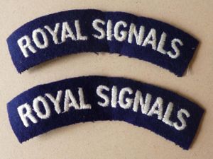 Pair of 'Royal Signals' Machine-embroidered Cloth Shoulder-titles.