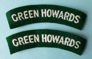 Pair of 'Green Howards' Machine-embroidered Cloth Shoulder-titles.