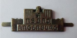 Third Reich : 'NSDAP Angerburg' Stick-pin Lapel-badge.