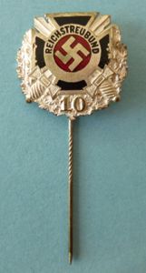 Third Reich : Silver Honour Lapel-badge for 10 years Membership …
