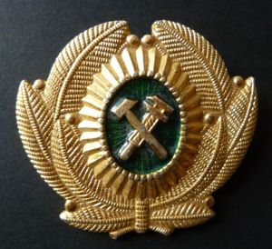 USSR : Russian Railway Junior Official's Gilt Anodised Aluminium Cap-badge.