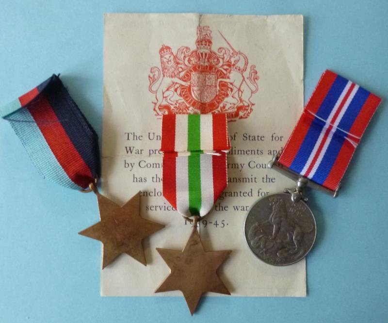 WW2 Army Campaign Medals with Award Chit. — image 2