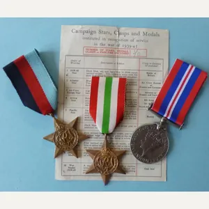 WW2 Army Campaign Medals with Award Chit.