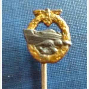 Third Reich : Kriegsmarine Schnellboot-Kriegsabzeichen (E-Boat War-badge) Stickpin Miniature Lapel-badge.