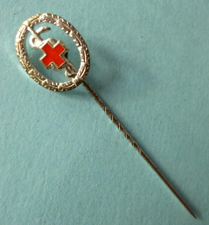 BRD : Bavarian Red Cross Proficiency Award-badge in Silver Stickpin Miniature Lapel-badge. — image 2