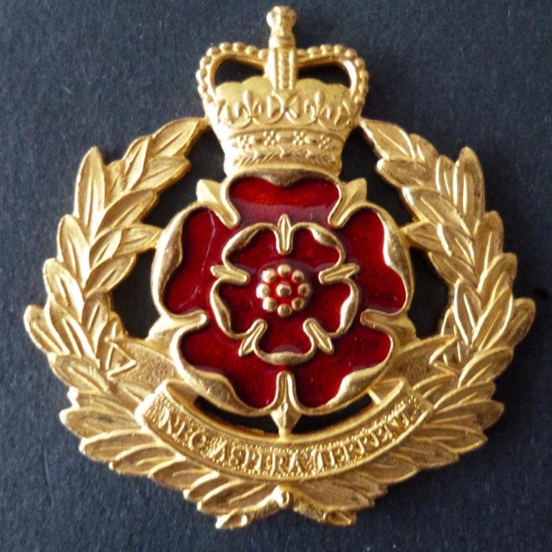 Duke of Lancaster's Regiment (King's, Lancashire and Border) Set of Gilt & Enamel Cap Badge, Pair of Collar -badges and TRF. — image 2