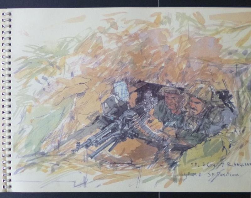 'Exercise Spearpoint 80' book of Ken Howard coloured Sketches together with Briefing Leaflet for the German Populace involved. — image 3