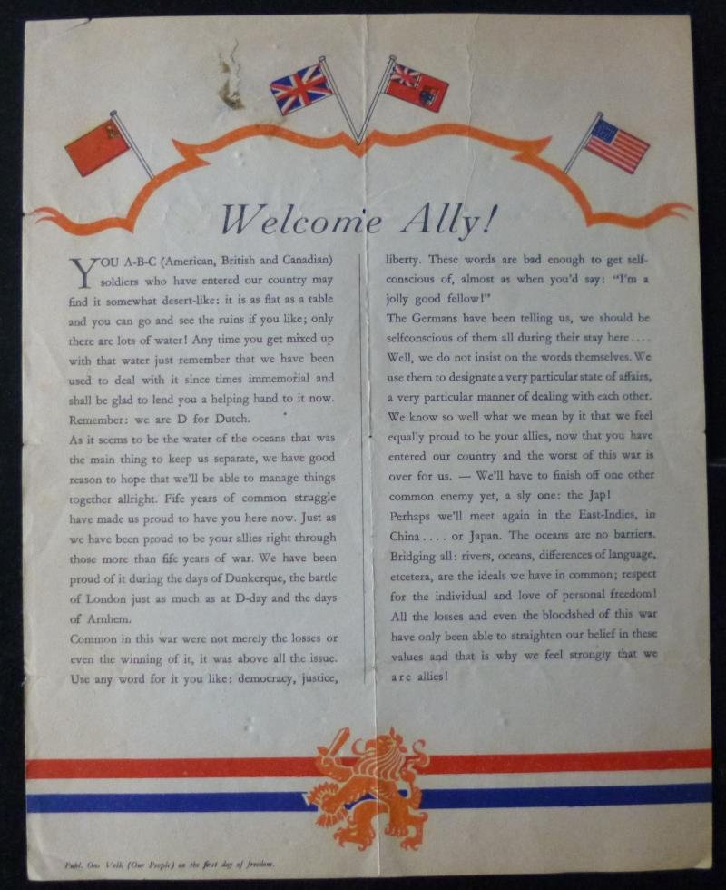 Leaflet Printed by the Dutch Underground Welcoming Allied Liberators — image 3