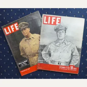Two Vintage Copies of 'Life' Magazine Majoring on General Douglas …