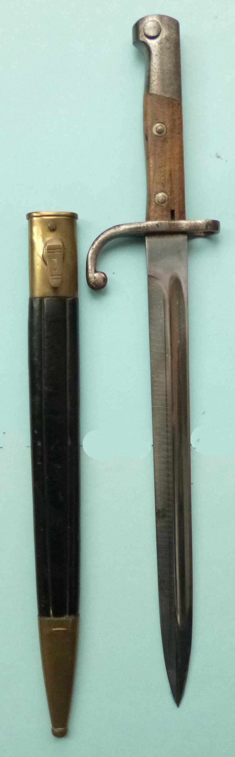 Brazil : 1908 Pattern Brazilian Mauser Bayonet with Scabbard. — image 2