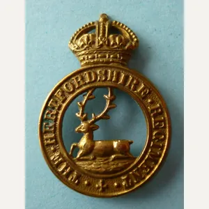 Hertfordshire (Territorial) Regiment Other Ranks Brass Cap Badge - narrow …
