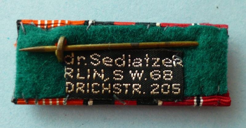 Third Reich : Medal Ribbon-bar with Three Ribbons with Woven Medallist's Label on the Reverse.. — image 2