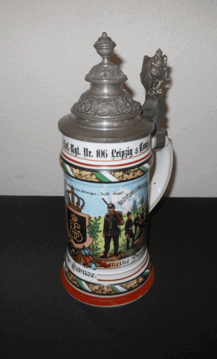 WW1 Imperial Prussian Army – REGIMENTAL STEIN – 7. KONIGS INF. RGT. 106 LEIPZIG — image 3