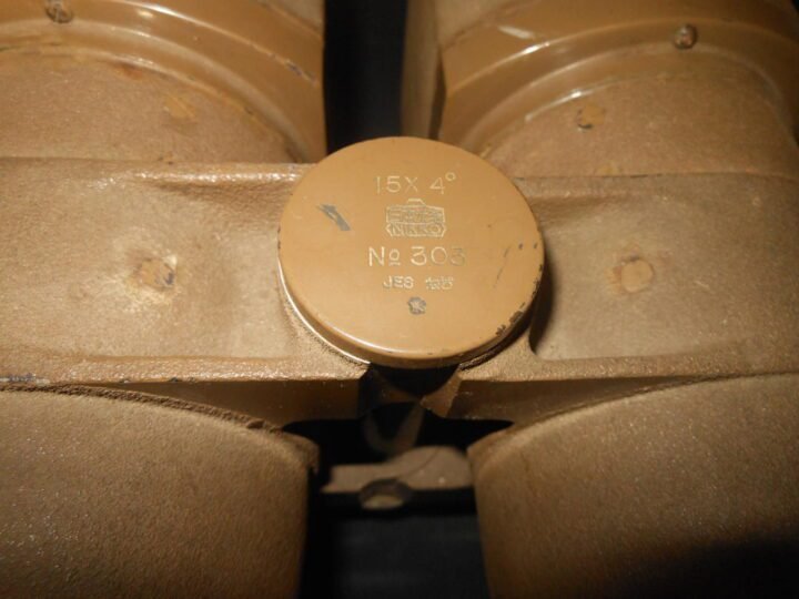 WW2 Imperial Japanese Army – 15×80 BIG EYE BATTERY COMMANDER OPTICS, BOX, TRIPOD, AND TAN CAMOUFLAGED COVER! — image 19
