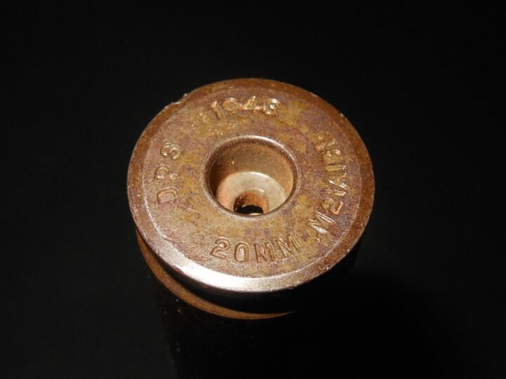 WW2 US Army Navy 20mm 20×110 Oerlikon / Hispano – AA BLANK TRAINING ROUND – VERY NICE! — image 9