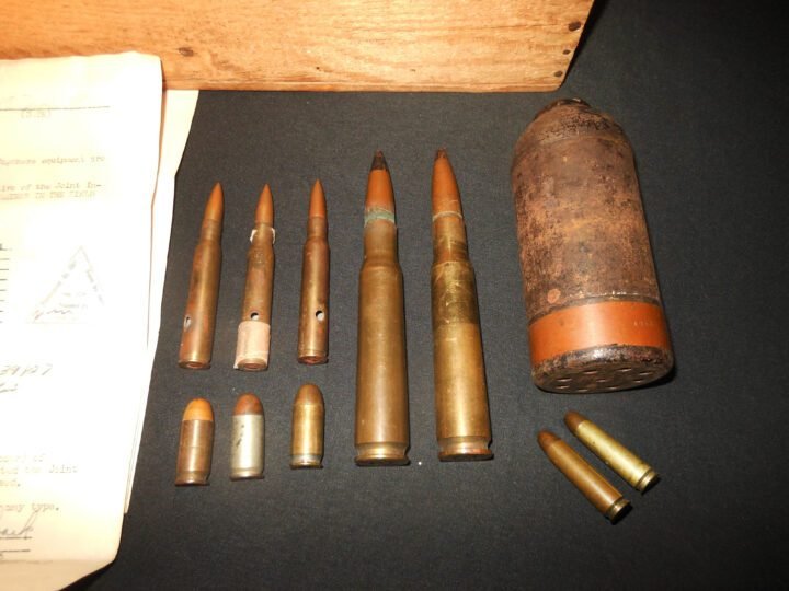 WW2 US Army Veteran Bring Backs – JAPANESE MORTAR AND US AMMUNITION – 802nd CHEMICAL COMPANY – GUAM – NICE! — image 2