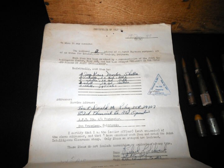 WW2 US Army Veteran Bring Backs – JAPANESE MORTAR AND US AMMUNITION – 802nd CHEMICAL COMPANY – GUAM – NICE! — image 22