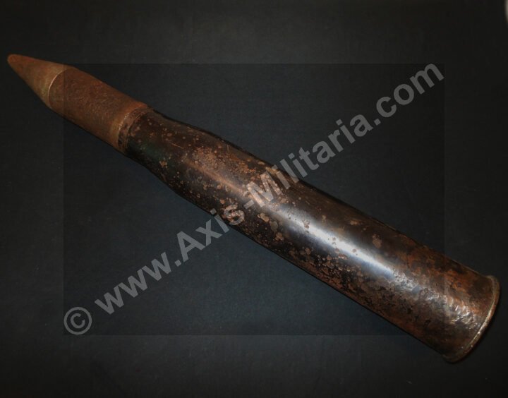 WW2 German Luftwaffe Wehrmacht – 7.5cm COMPLETE AP ROUND AND SHELL CASING – PaK39 KwK40 – NICE! — image 2
