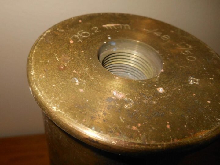 WW2 Swedish / Finnish Army Air Force – 76.2mm x 605R Bofors M/27 (76 ItK/27 BK) – BRASS SHELL CASING – RARE! — image 10