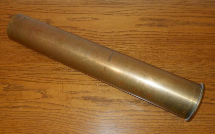 WW2 Swedish / Finnish Army Air Force – 76.2mm x 605R Bofors M/27 (76 ItK/27 BK) – BRASS SHELL CASING – RARE! — image 2