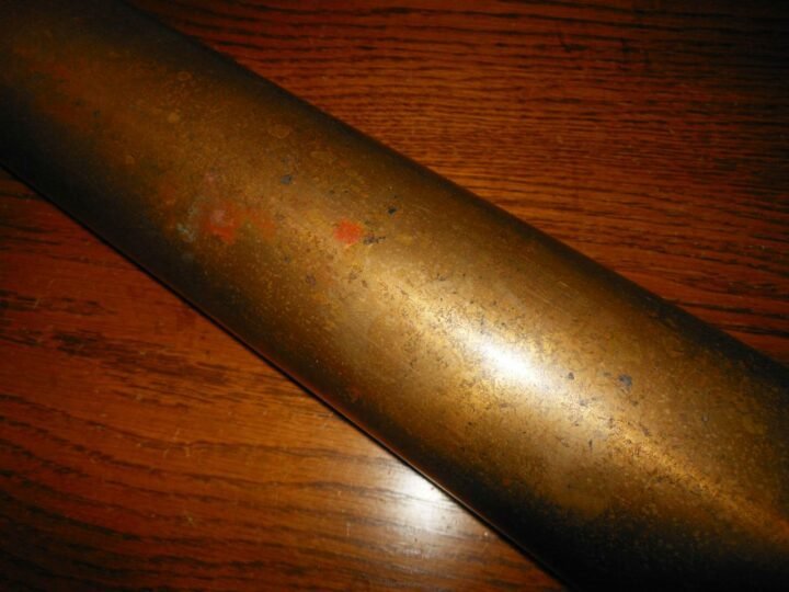 WW2 Swedish / Finnish Army Air Force – 76.2mm x 605R Bofors M/27 (76 ItK/27 BK) – BRASS SHELL CASING – RARE! — image 4