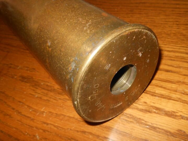 WW2 Swedish / Finnish Army Air Force – 76.2mm x 605R Bofors M/27 (76 ItK/27 BK) – BRASS SHELL CASING – RARE! — image 5