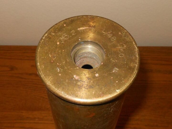 WW2 Swedish / Finnish Army Air Force – 76.2mm x 605R Bofors M/27 (76 ItK/27 BK) – BRASS SHELL CASING – RARE! — image 7