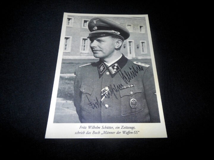 WW2 German Waffen SS – HAUPTSTURMFUHRER FRITZ FILWHLEM SCHUTTER – SIGNED POSTCARD – NICE! — image 2