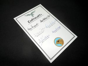 WW2 German Luftwaffe – FIGHTER PILOT AUTOGRAPHS x6 GROUPING CARD …