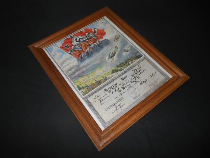 WW2 German Luftwaffe – NAMED PRESENTATION SERVICE CERTIFICATE – FLAK ARTILLERY – VERY NICE! — image 2