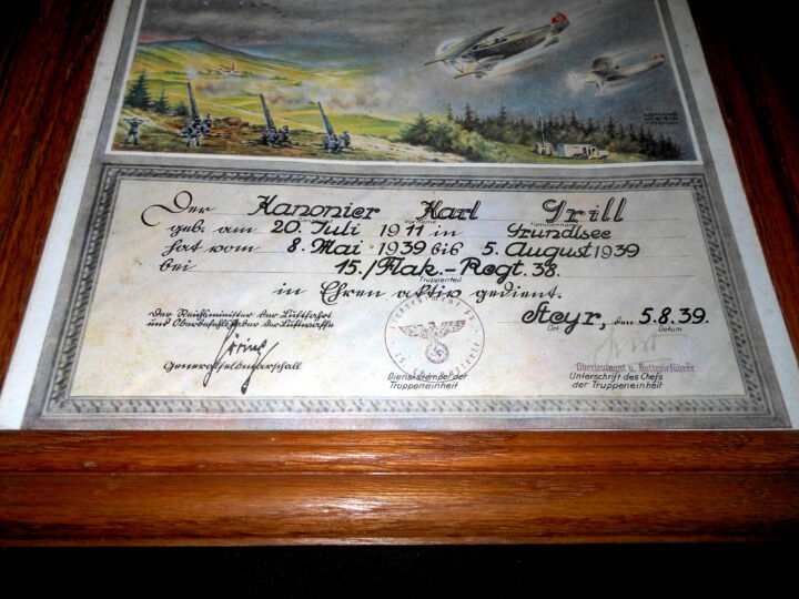 WW2 German Luftwaffe – NAMED PRESENTATION SERVICE CERTIFICATE – FLAK ARTILLERY – VERY NICE! — image 5