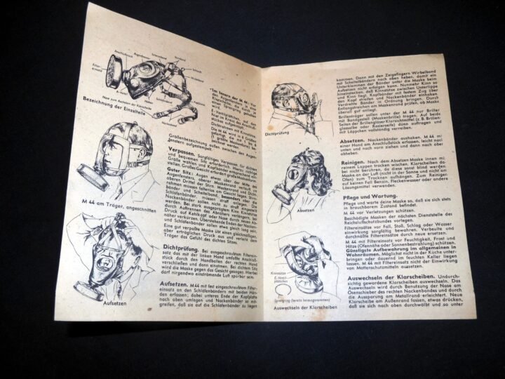 WW2 German Luftschutz Volksgasmaske – M44 GAS MASK, FILTER, & BOX – SUPERB! — image 14
