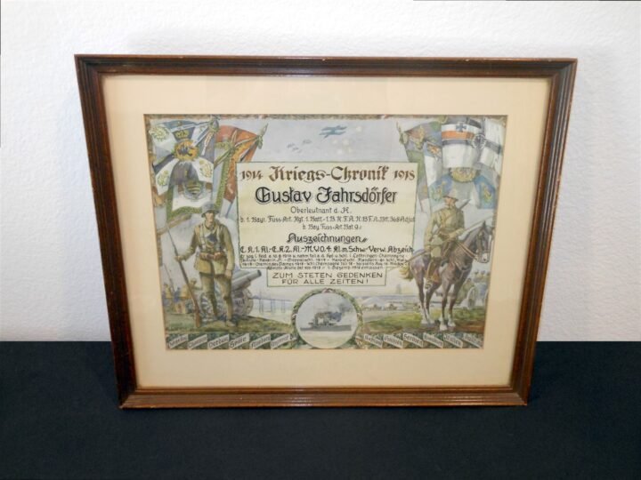 WW1 Prussian Army – NAMED PRESENTATION SERVICE CERTIFICATE – ARTILLERY – V. NICE — image 2