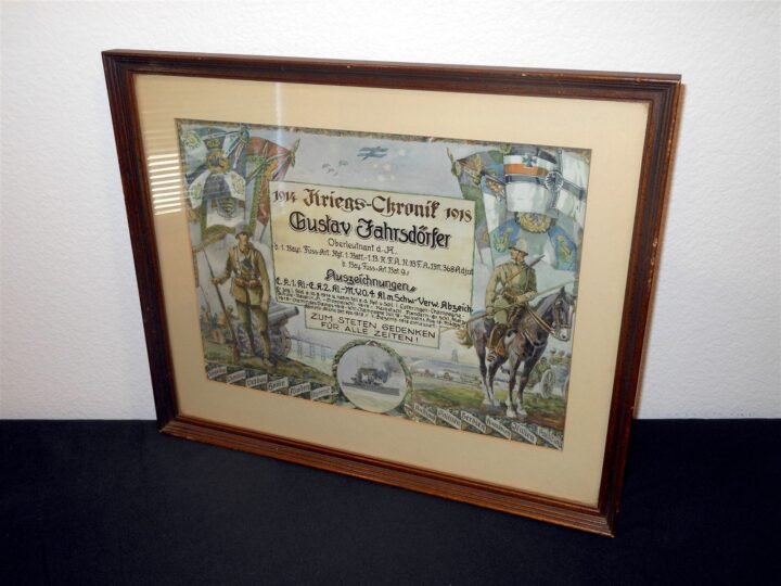 WW1 Prussian Army – NAMED PRESENTATION SERVICE CERTIFICATE – ARTILLERY – V. NICE — image 3