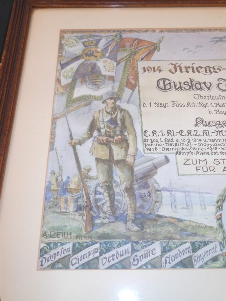 WW1 Prussian Army – NAMED PRESENTATION SERVICE CERTIFICATE – ARTILLERY – V. NICE — image 8