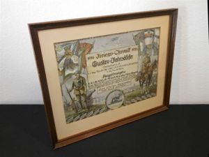 WW1 Prussian Army – NAMED PRESENTATION SERVICE CERTIFICATE – ARTILLERY …